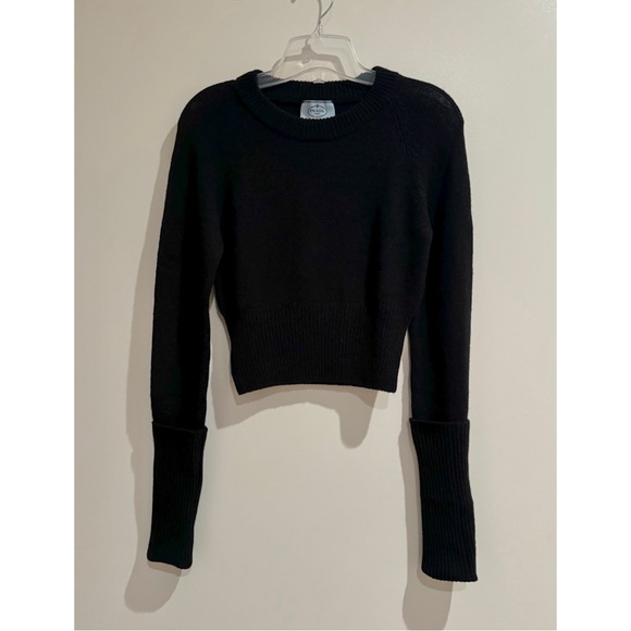PRADA CROPPED CASHMERE KNIT SWEATER BLACK IT42 NWT - Picture 3 of 9